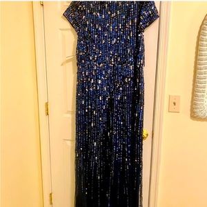 Adrianna Papell New with tags blue sequined gown 20w